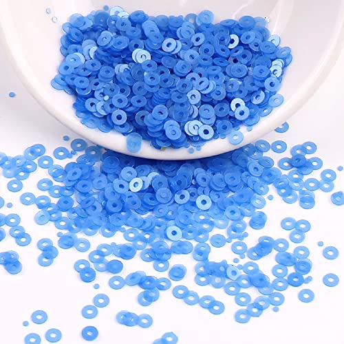 Anevous 4000 Stück Pailletten Basteln, Lose Glänzende Pailletten, Glitzer Pailletten zum Aufnähen Auffädeln für DIY Nähen Kunsthandwerk Herstellung, Hochzeit Dekorative,Blau 4mm von Anevous