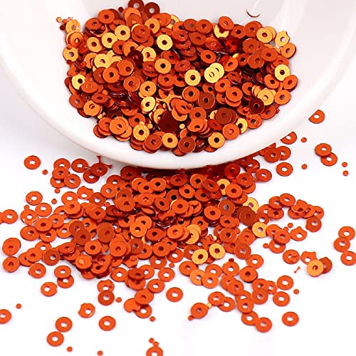 Anevous 4000 Stück Pailletten Basteln, Lose Glänzende Pailletten, Glitzer Pailletten zum Aufnähen Auffädeln für DIY Nähen Kunsthandwerk Herstellung, Hochzeit Dekorative,Orange 4mm von Anevous