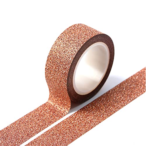 Anevous 5 Rollen 15 mm Glitzer Klebeband, Selbstklebende Craft Dekorative Klebeband,Dekorative Klebebänder Tapes für DIY Scrapbook, Wand, Garderobe, Basteln, Geschenke Verpackung,Orange von Anevous