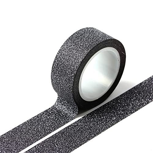 Anevous 5 Rollen 15 mm Glitzer Klebeband, Selbstklebende Craft Dekorative Klebeband,Dekorative Klebebänder Tapes für DIY Scrapbook, Wand, Garderobe, Basteln, Geschenke Verpackung,Schwarz von Anevous