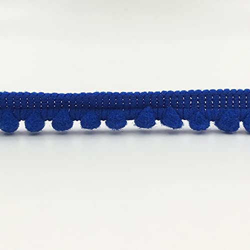 Anevous 5 Yards 10mm Pompons Borte zum Basteln, Dekoband Mit Bälle Pom Poms, Fransenbesatz Zierband Dekoborte, Fransen Bommelband Nähzubehör für DIY Basteln Kleidung Kostüme Nähen Heimdekoration,Blau von Anevous