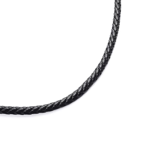 Anevous 5m x 7mm Geflochtene Lederschnur Rund, Leather Cord Chain, Rund Lederband Lederriemen, Lederband für DIY Armbänder Handwerk Armband Halsketten Schmuckherstellung,Schwarz von Anevous