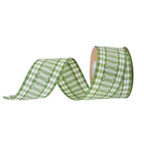 Anevous 6 Yards Karobandbänder mit Draht, Polyesterband Geschenkband 38mm Breite Schleifenband, Dekoband zum Basteln für Hochzeit, Party, Schleifen, Geschenkverpackungen,Grün von Anevous