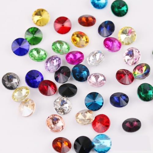 Anevous 60 Stück Spitzem Boden Strasssteine, 10mm Glas Kristalle Steinchen Strass, Glitzer Edelsteine Strasssteine zum Basteln für DIY Dekoration, Nägel, Kleidung, Handyhüllen,Gemischt von Anevous