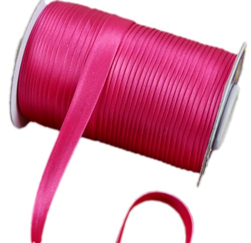 Anevous 80m Satin Schrägband, 1,5 cm Satinband zum Nähen, Flaches Satin Paspelband für Cheongsam Dekoration, Kleidungsnähte Paspeln, Nähen Kleidung, Binden, Säumen, Quilten, Paspeln,Rosenrot von Anevous