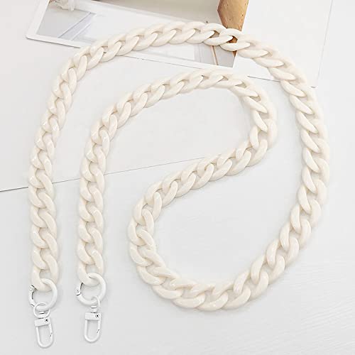 Anevous Acryl Taschenkette 120cm, Tasche Griffe Kette, Schulterriemen Kettenriemen, Flach Kette Riemen, Ersatz Trageriemen für Damen DIY Taschen Handtaschen Umhängetasche,Beige von Anevous