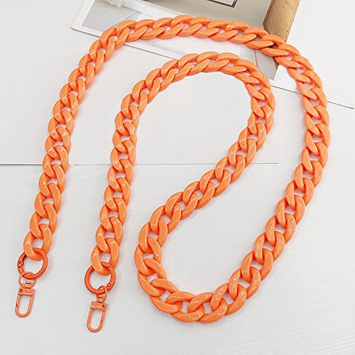 Anevous Acryl Taschenkette 120cm, Tasche Griffe Kette, Schulterriemen Kettenriemen, Flach Kette Riemen, Ersatz Trageriemen für Damen DIY Taschen Handtaschen Umhängetasche,Orange von Anevous