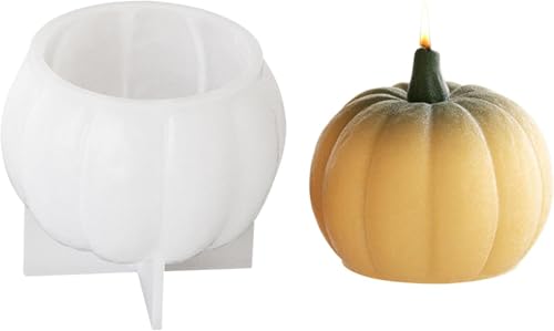 Kürbis Kerzenform Silikon,Halloween Silikonform Kürbis,3D DIY Silikonformen Gießformen Kerzen,Silikonformen Herbst,Kürbis Kerzen Halloween,Aroma-Kerze Silikonform für Kerzenherstellung (L) von Angaekkot