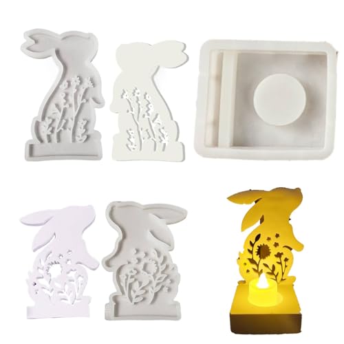 Ostereier Silikonformen Gießformen,Ostern Silikonform Kerzenhalter,Silikonform Kerzenhalter Mit Sockel,3D Ostergießformen,Silikonform Hase Gießform Ostern Für Kerzen Handwerk Geschenke (B) von Angaekkot