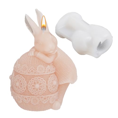 Ostern Kaninchen Silikonform - 3D Osterhase Kerzenformen Seifenform - Osterei Hase Mousse Kuchenform - Silikon Ostern Gießform Für Tortendeko, Schokolade, Sojawachs Kerzenherstellung (Stil A) von Angaekkot