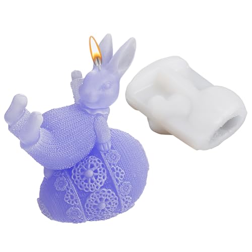 Ostern Kaninchen Silikonform - 3D Osterhase Kerzenformen Seifenform - Osterei Hase Mousse Kuchenform - Silikon Ostern Gießform Für Tortendeko, Schokolade, Sojawachs Kerzenherstellung (Stil C) von Angaekkot