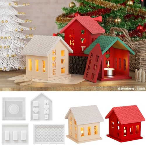 Silikonformen Gießformen Häuser,Weihnachten Gießformen Kerzenhalter,3D Silikonform Mini Häuser,DIY Silikonform Kerzenhalter,Epoxidharz Formen Haus Silikonform (B) von Angaekkot