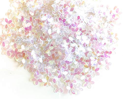 Angel Malone ® 10 g + 400 Stück hochwertige metallische Blumen-Scheiben-Pailletten, GR8 für alle Ihre Bastelprojekte: Kartenherstellung, Scrapbooking, Tisch-Konfetti, Brautgeschenke (transluzente AB) von Angel Malone