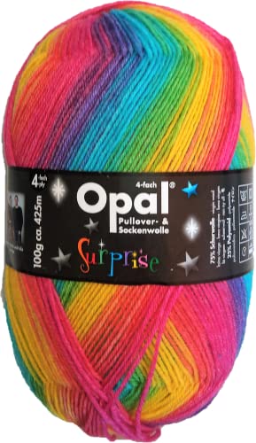 Opal/Sockenwolle / 4 ply/fädig / 1 x 100g. / Regenbogenfarben/Surprise/Pulloverwolle von AngiesStrickZauber