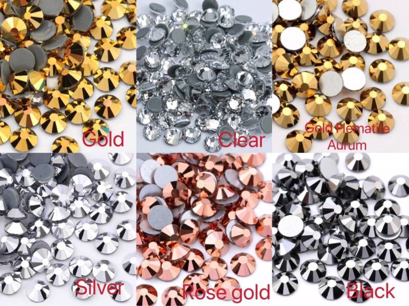 Nagel Strass Gold/Silber/Klar/Blacl/Gold Hämatit 2, 7mm, 3mm, 4mm von AngkorMoonNail