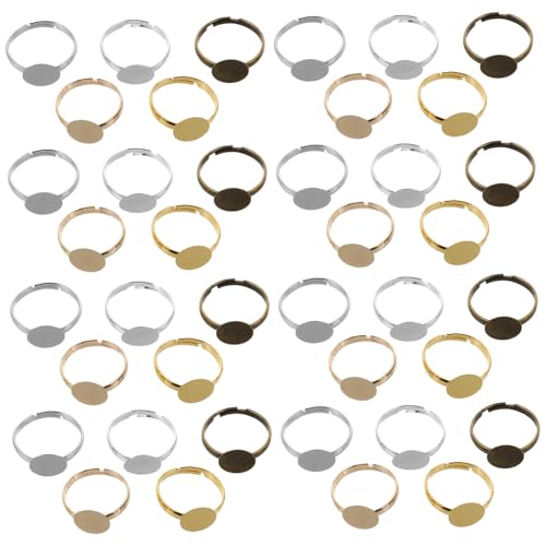 Angoily 100 Stück Einstellbare Metallringbasis Flache Runde Cabochon Rohlinge Verstellbare Fingerring Einstellungen DIY Schmuckzubehör für Schmuckherstellung Angoily 100 Stück Einstellbare Metallringbasis Flache Runde Cabochon Rohlinge Verstellbare Fingerring Einstellungen DIY Schmuckzubehör für Schmuckherstellung von Angoily