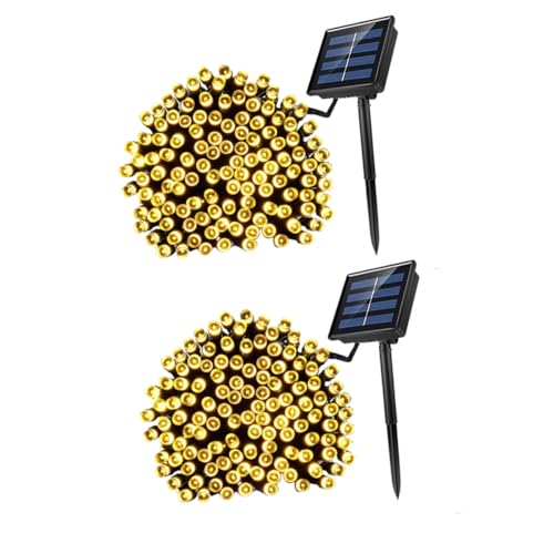 Angoily 2 Sätze LED-Lichterkette Lichter für den Garten Solarleuchten solare weihnachtsbeleuchtung led-light lichtsensor LED solar lichterkette Solarbetriebene LED-Leuchten p.s Weiß von Angoily