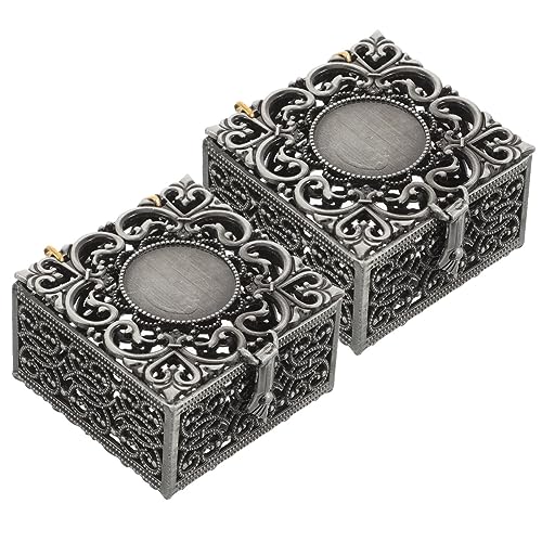 Angoily 2 Stücke Schmuckkästchen Metall Schmuckschatulle Vintage Schmuckdose Hochzeit Schmuckbox Retro Ringschachtel Rustikale Ringbox Schmuck Aufbewahrungsbox Halloween Geschenke von Angoily