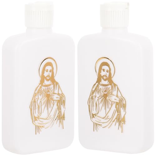 Angoily 2 Stücke Taufe Weihwasser Flasche Fläschchen 100ml Kreuz Holy Water Bottle Kleine Weihwasserflaschen Kunststoffflaschen zum Befüllen für Gäste Paten Kinder Halloween Taufgeschenke von Angoily