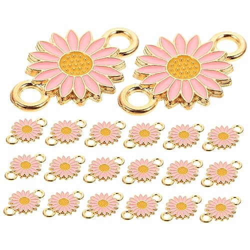 Angoily 20 Stück Legierungsschmuckanschluss Sonnenblumen-Halskettenanhänger Anschlüsse Verbinder befestigungshaken befestigungsschelle Blumen-Design-Anhänger Zubehör zum Selbermachen Rosa von Angoily