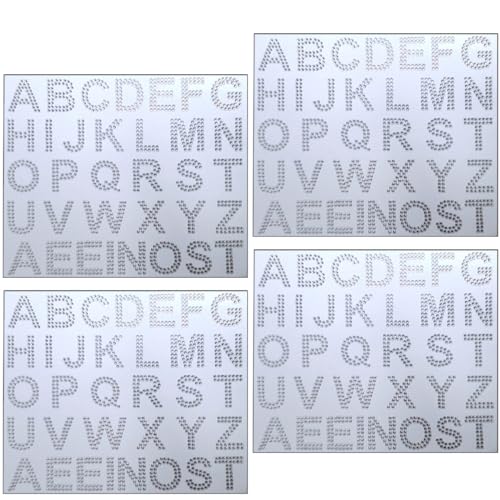 Angoily 4 Blätter Alphabet Aufkleber Strasskleber Transparenter Strass Glitzern Edelsteine ​​Zartes Strassbuchstaben Strassklebeband Glitzer Aufkleber Diamant Dekorationen Acryl Weiß von Angoily