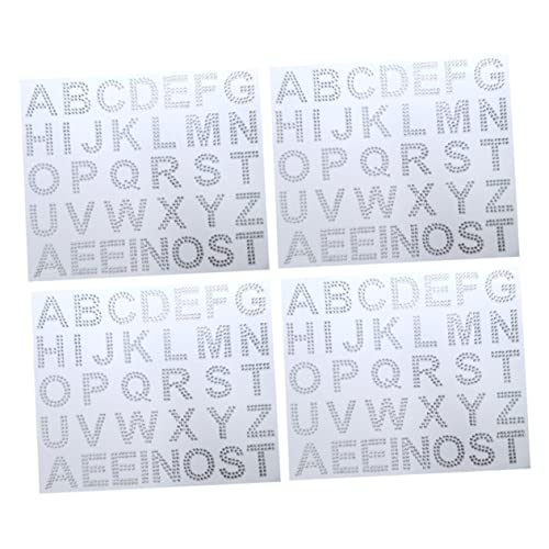 Angoily 4 Blätter Strass-Aufkleber Alphabet-Edelsteine Zahlenaufkleber Buchstabenaufkleber Reize schriftzug tze schriftband dekorative Strassbuchstaben Buchstaben aus Acryl zum Aufbügeln von Angoily