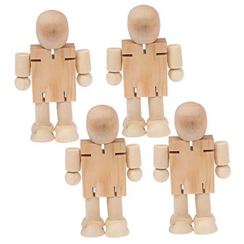 Angoily 4 Stück Holzroboterpuppe Desktop-Dekoration Mini-Handwerk Unfertige Holzfigur Holzfiguren Miniaturfiguren Angoily 4 Stück Holzroboterpuppe Desktop-Dekoration Mini-Handwerk Unfertige Holzfigur Holzfiguren Miniaturfiguren von Angoily