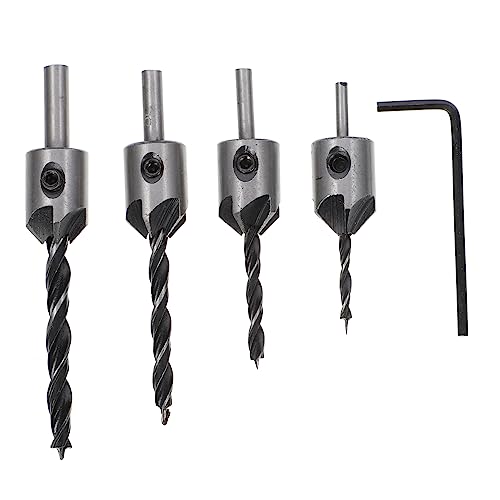 Angoily 4 Teiliges Countersink Bohrer Set Aus HSS Präzise Holzbohrer Mit Innensechskant Für Holzarbeiten Ideal Für Saubere Senkungen Und Perfekte Oberflächenbearbeitung von Angoily