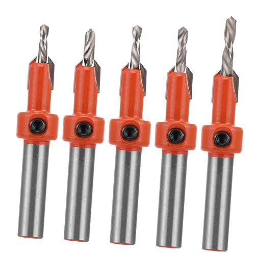 Angoily 5 Stück Holzbearbeitungsbohrer Stufenbohrer Bohrer Stopper Senker Bohrer Stufenbohrer Spitze Sechskantbohrer Senker Bohrer Senker Bohrer Schnellarbeitsstahl Orange von Angoily