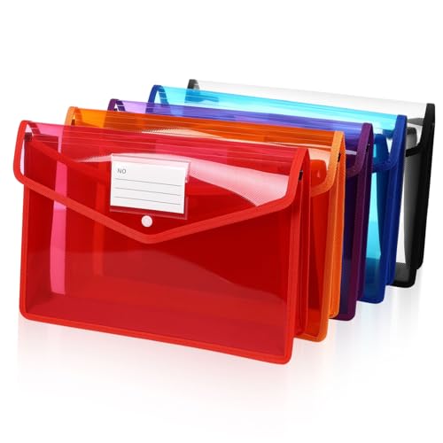 Angoily 5 Stück Teiliges Transparente Kunststoff Mappe mit Druckknopf Wasserabweisend Große Kapazität Farbige Dokumententaschen für Büro und Schule Leicht und Langlebig Angoily 5 Stück Teiliges Transparente Kunststoff Mappe mit Druckknopf Wasserabweisend Große Kapazität Farbige Dokumententaschen für Büro und Schule Leicht und Langlebig von Angoily