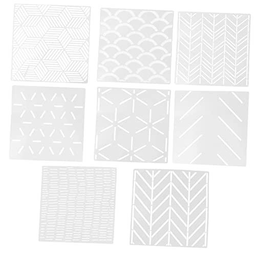 Angoily 8St Schablone Heimwerken Tapeten-Kit Fliesenfarbe Wand Beton papierschere decoupage büro dekoration bewerbung weiss DIY bemalte Werkzeuge geometrische Malvorlage Umweltschutz Weiß von Angoily