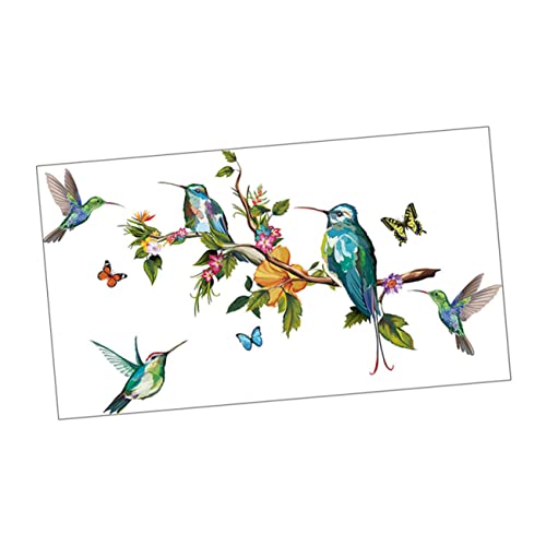 Angoily Bunte Schmetterlings zweige Vogel Aufkleber Neon Abziehbilder Kolibri Futterspender Set zum Aufhängen von Bildern abzweigdose wandsticker schlafzimmer Chic stickbild wall art von Angoily