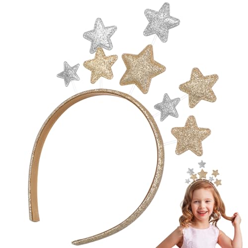 Angoily Glitzerstern-Stirnband Weihnachtsstern-Stirnband Schöne Glitzer-Pentagramm-Kopfbedeckung Festival-Haarschmuck Für Mädchen Kinder Frauen von Angoily