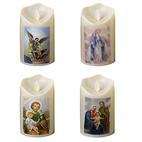 -kerzenlampen-set 4er-pack Flammenlose Kerzen Zufällige Designs für Die Dekoration Zu Hause in Der Kirche Sichere Beleuchtung für Partys und Feiern von Angoily