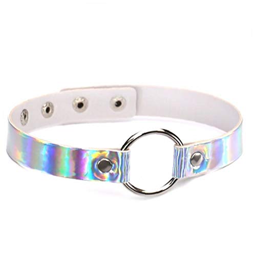 Angoter Holographic Choker Punk Festival Wear Schillernde Rosa Holograph 90s Choker Grunge Rave Festival Partei Schmuck zufällige Farbe von Angoter