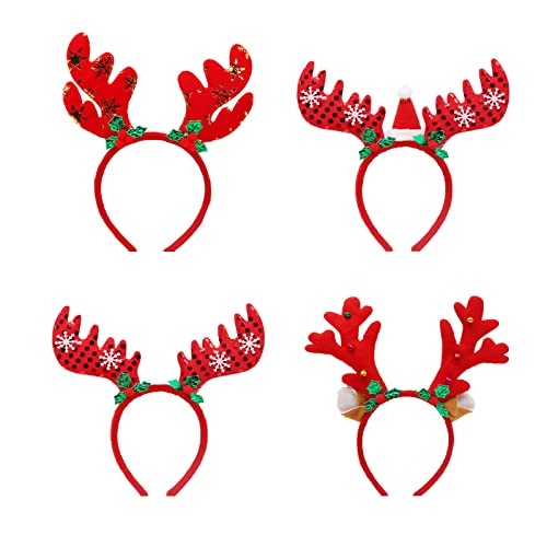 Weihnachts Kopfschmuck, Weihnachten Rentier Stirnbänder, Weihnachten Stirnband, Weihnachtsstirnbänder Weihnachtsbaum Haarschmuck Weihnachten Haarreif Rentier Geweih, Party-Hüte Accessoires Geschenke von Anguxer