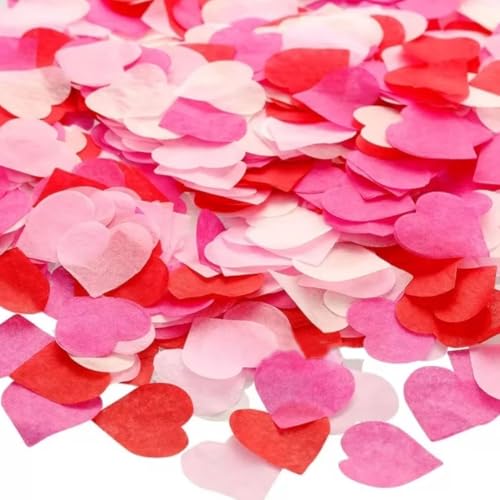 10000 Stück Konfetti Hochzeit - 100g Herz Konfetti Papier, 2,5cm Konfetti Rosa Tisch Dek für Luftballons Korationen, Valentinstag, Jubiläen, Geburtstage, Partys, Tischdeko von Anicy