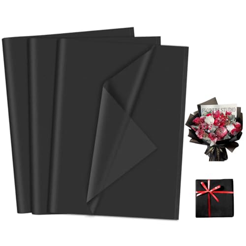 120 Blatt Geschenkpapier Seidenpapier Schwarz - Seidenpapier Verpackungsmaterial, 35 * 50cm Geschenkpapierbögen für Geschenktüten Verpackungen Blumenfüller Basteln Geburtstag Halloween Dekoration von Anicy