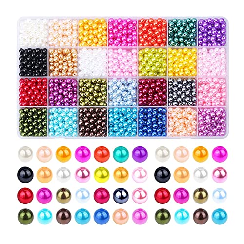 1960 Pcs Perlen für Armbände - 6mm 28 Farben Multicolor Perlen Perlen lose Perlen für Handwerk mit Löchern, Perle Füllstoff Perlen für Die Herstellung von Armband Halskette Ohrringe von Anicy