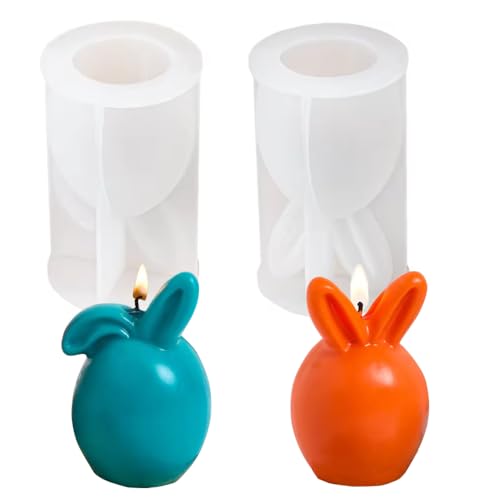 2 Stück Silikonformen Gießformen Ostern - Silikonformen Ostern, Kaninchen Silikonformen Ostern Hasenform für Tortendeko, Schokolade, Seife, Sojawachs Kerzen, Ostergeschenke von Anicy