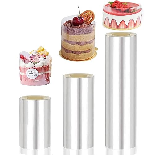 3 Rolle Tortenrandfolie - Tortenfolie Hoch 8cm/10cm/15cm * 10m, Transparent Acetat Rolle Verdicken, Tortenrandfolie Wiederverwendbar für Tortendeko Schokolade Mousse Kuchen Dessertringe von Anicy