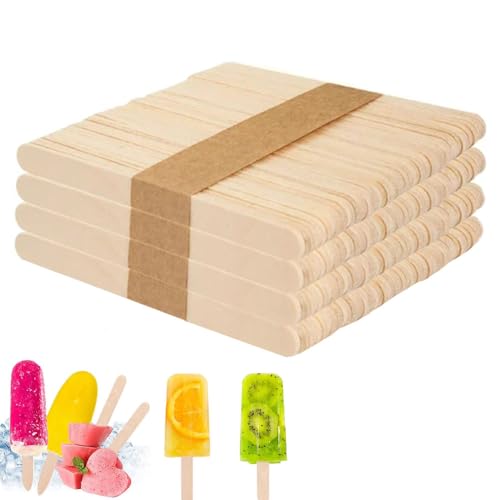 400 Stück Eisstiele Holz - Holzspachtel, Eisstäbchen Holz, Eisstiele aus Holz zum Basteln, Eisstäbchen für DIY Kinder, 114 * 10 * 2 mm von Anicy