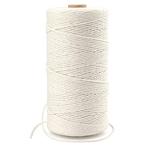 Makramee Garn 1mm x 100m - 100% Baumwolle Makramee Garn, Beige Baumwollschnur für DIY Gewebtes Kunsthandwerk, Wandbehang, Gewebter Traumfänger, Böhmen Hochzeit Dekorationen von Anicy