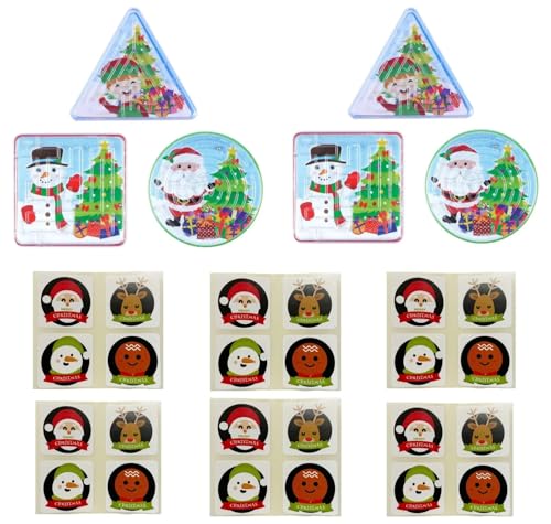 Anila's Mini-Puzzle-Labyrinth mit Stickerbögen, Weihnachtsgeschenk, Strumpffüller, Preise und Weihnachtsabend Schachteln. 6 Xmas Themed Puzzle Labyrinth mit Aufklebern von Anila's