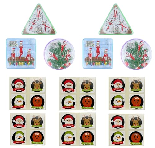 Anila's Mini-Puzzle-Labyrinth mit Stickerbögen, Weihnachtsgeschenk, Weihnachtsstrumpffüller, Preise und Weihnachtsabend Schachteln. 24 Elfin Around Puzzle Labyrinth mit Aufkleberbögen von Anila's