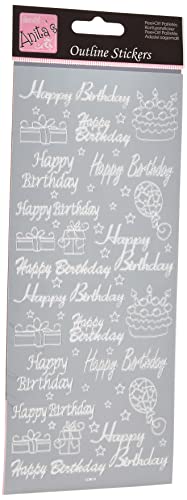 Outline Stickers - Happy Birthday Assorted - Silver von Anita's