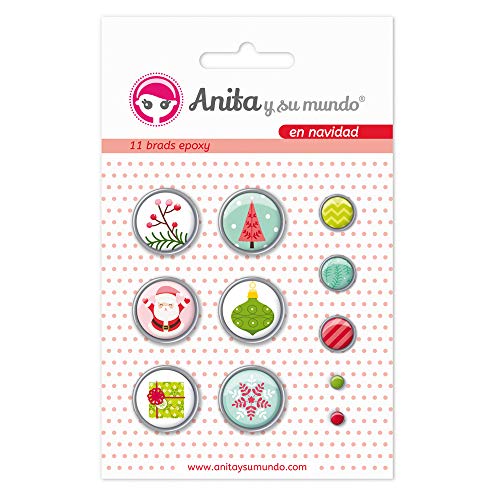 Anita & Seine Mundo 37050139 Kollektion In Weihnachten Brads Epoxy Scrapbooking, mehrfarbig, 20, 12 und 6,5 mm, 11 Stück von Anita y Su Mundo