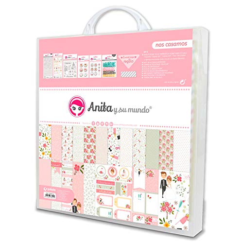 Anita & Seine Welt Kollektion Unsere Casamos Set Koffer für Scrapbooking (Papier, Aufkleber, Embleme, Epoxy, Stempel, Aufkleber), Papier, mehrfarbig, 30,5 x 30,5 cm von Anita y Su Mundo