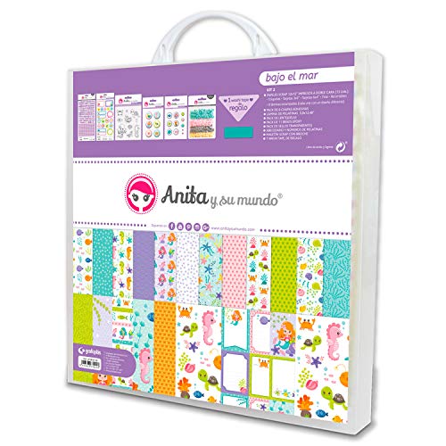 Anita und Seine Welt Kollektion unter dem Meer Kit für Scrapbooking (Papier, Aufkleber, Embleme, Brads Epoxy, Stempel, Aufkleber), Papier, mehrfarbig, 30,5 x 30,5 cm von Anita y Su Mundo