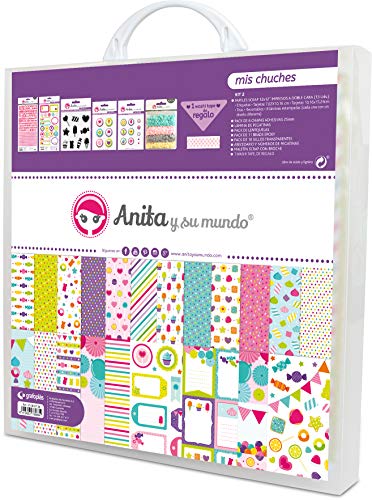 Anita y Su Mundo 37080706 Colección Mis Chuches Set für Scrapbooking (Papier, Bleche, Brads Epoxy, Stempel, ABC-Aufkleber), bunt, 30.5 x 30.5 cm von Anita y Su Mundo